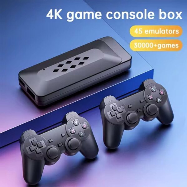 M33 2.4G Wireless Game Stick with 4K 3D TV Output, 45 Emulators, 30,000+ Games, 360° Universal Rocker, 2 Gamepads