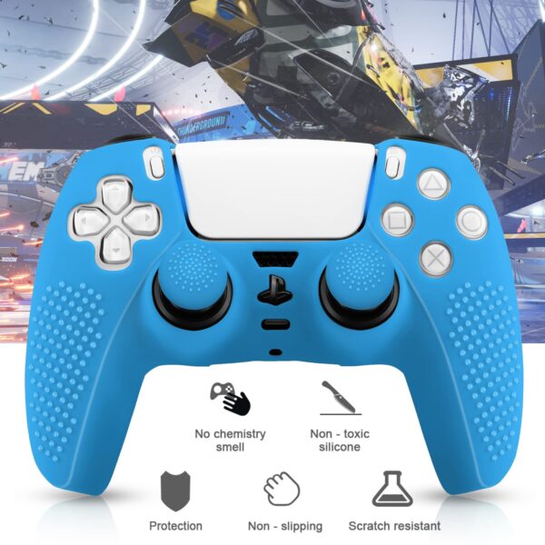 PS5 CONTROLLER SILICON - BLUE with Thumb Grips | Anti-slip Grip