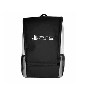 view Travel Carrying Case Backpack for PS5 Console – Black & White with Logo