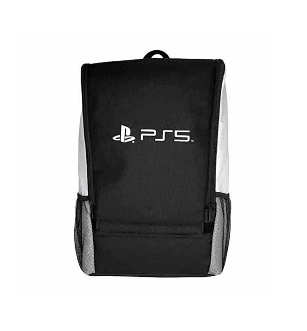 Travel Carrying Case Backpack for PS5 Console – Black & White with Logo